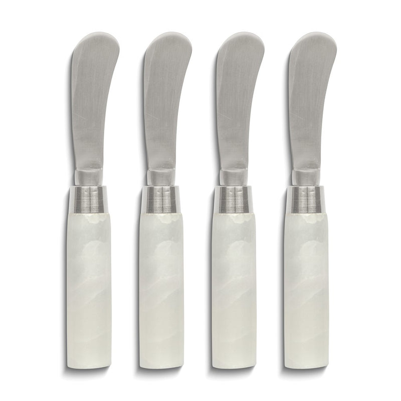 Stainless Steel with White Marble Handles Four Piece Spreader Set