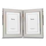 Bilaminate Sterling Silver Tarnish-resistant Beveled Border Portrait Hinged Double 5x7 Photo Frame