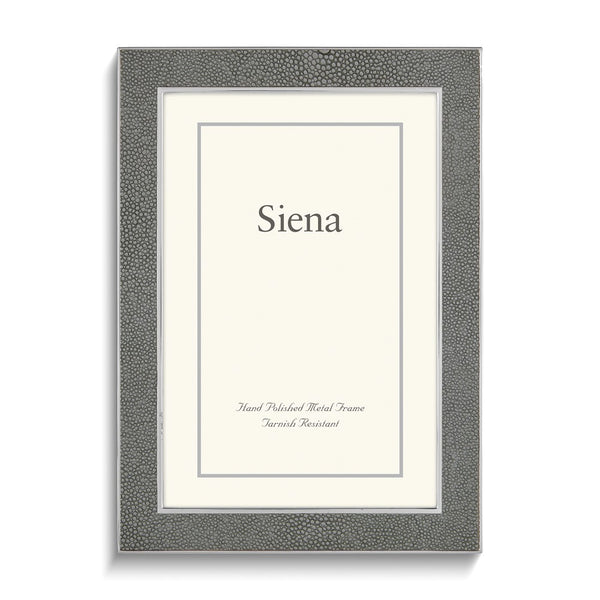 Grey Metal Faux Shagreen 4x6 Photo Frame