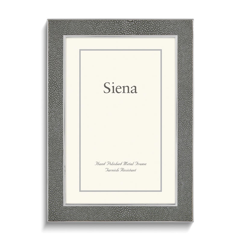 Grey Metal Faux Shagreen 4x6 Photo Frame