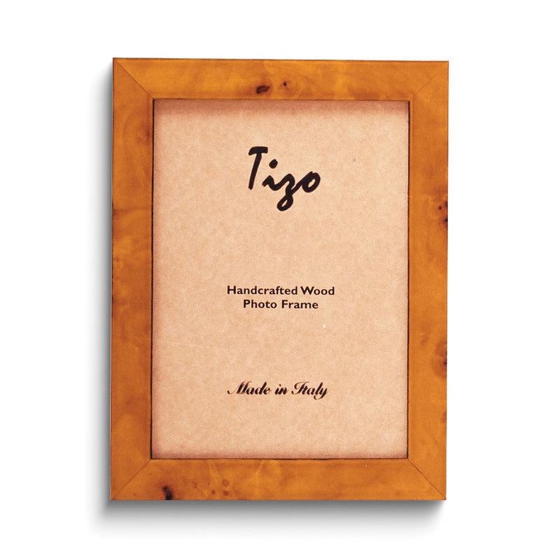 Light Brown Burlwood Finish 5x7 Handcrafted Wood Photo Frame