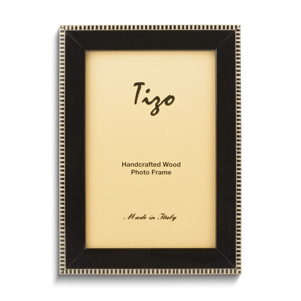 Black with Black and White Border 4x6 Handcrafted Wood Photo Frame
