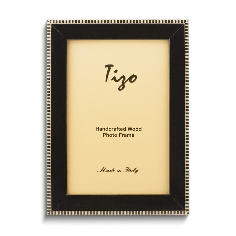 Black with Black and White Border 5x7 Handcrafted Wood Photo Frame