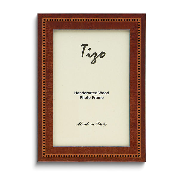 Handcrafted Brown Wood with Inlay 4x6 Photo Frame