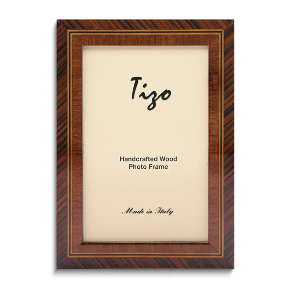 Handcrafted Dark Brown Wood Inlay 4x6 Photo Frame