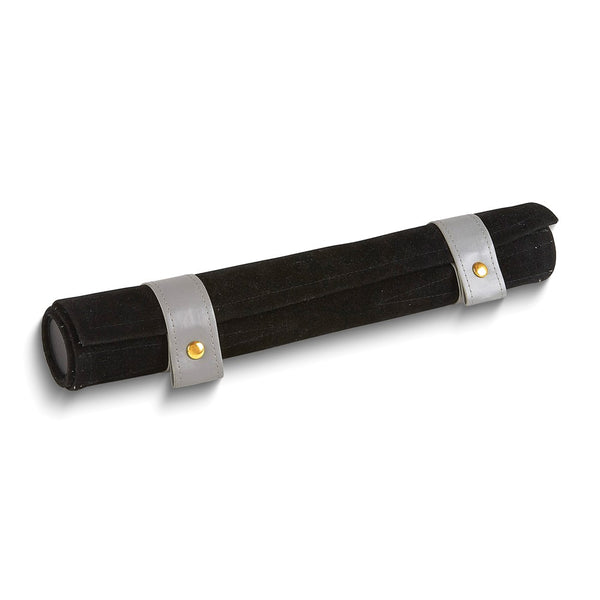 Black Rolled Travel Backgammon Set with Zippered Storage Pocket