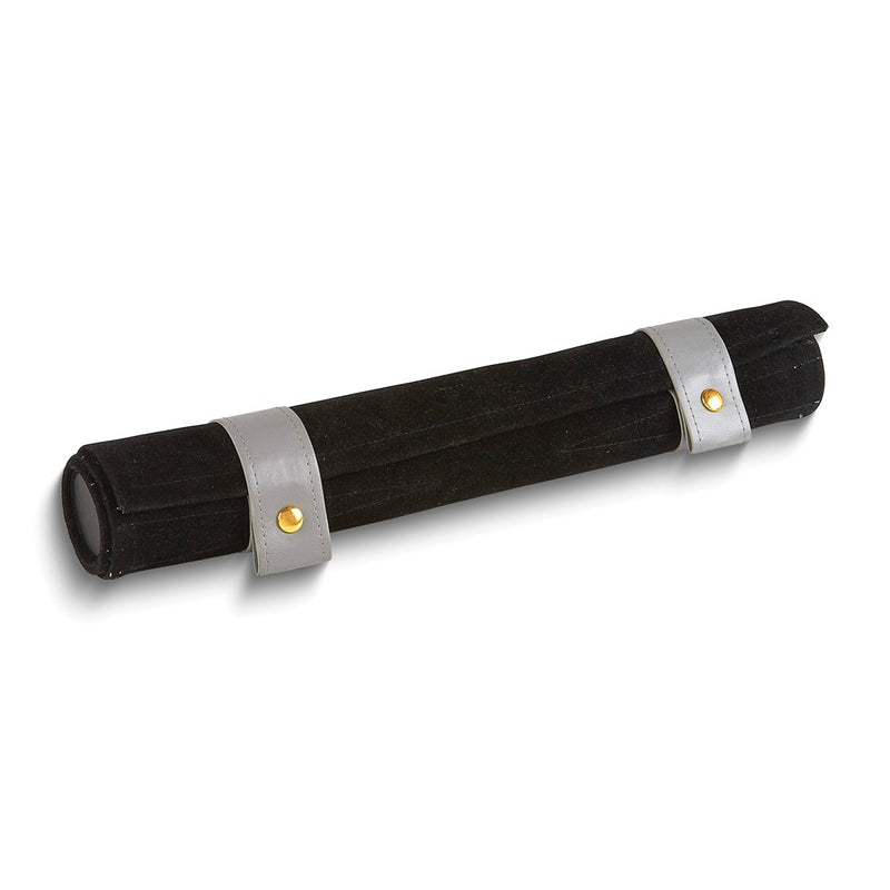 Black Rolled Travel Backgammon Set with Zippered Storage Pocket
