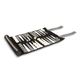 Black Rolled Travel Backgammon Set with Zippered Storage Pocket