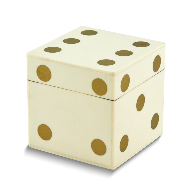 Gold-tone Bone Dice Box (Dice Not Included)