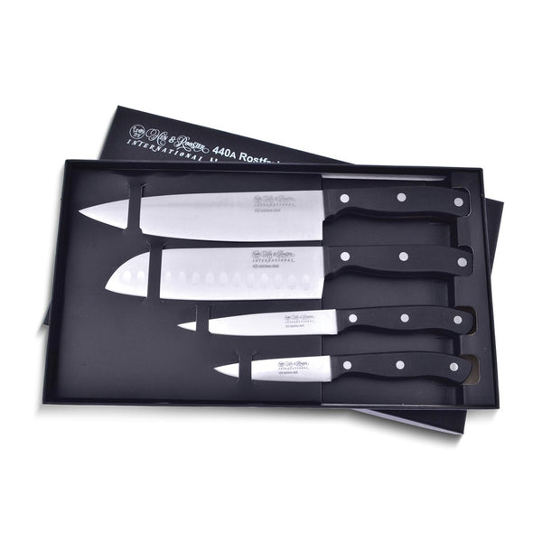 Stainless Steel with Black ABS Handles 4 Piece Kitchen Knife Set