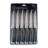 Stainless Steel with Black Rubber Handles 6 Piece Steak Knife Set