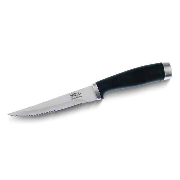 Stainless Steel with Black Rubber Handles 6 Piece Steak Knife Set