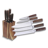 Stainless Steel with Walnut Wood Handles 5 Piece Kitchen Knife Set with Acacia Wood Storage Block