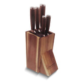Stainless Steel with Walnut Wood Handles 5 Piece Kitchen Knife Set with Acacia Wood Storage Block