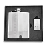 8 ounce Stainless Steel Geometric Design Flask and Money Clip Gift Set