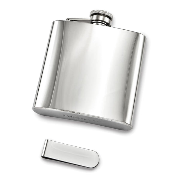 6 ounce Stainless Steel Flask and Money Clip Gift Set