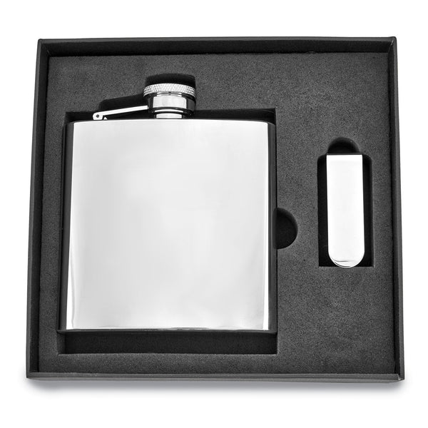 6 ounce Stainless Steel Flask and Money Clip Gift Set
