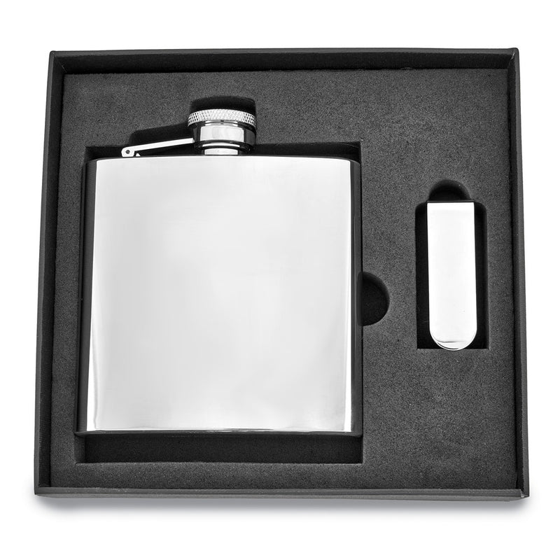 6 ounce Stainless Steel Flask and Money Clip Gift Set