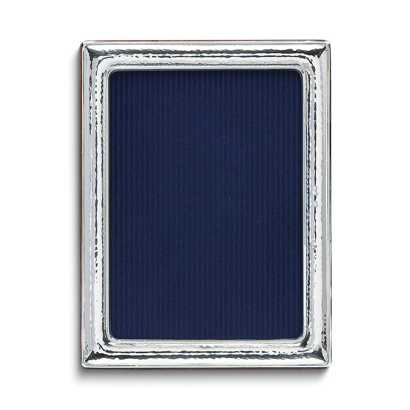 925 Sterling Silver Tarnish Resistant Hammered 7.5x9.5 Photo Frame with Finished Wood Back