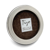 Sterling Silver Tarnish Resistant Narrow Tiffany Bead Round 2.5in Photo Frame