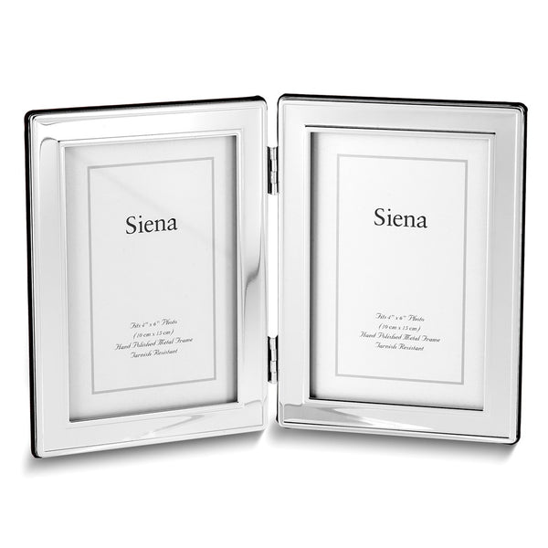 Silver-plated Tarnish-resistant Polished 4x6 Double Photo Frame