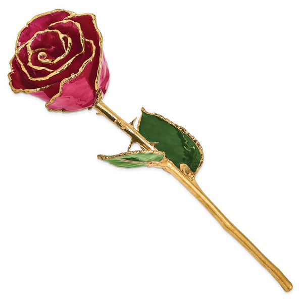 Lacquer Dipped Gold Trimmed Ruby Sun Real Rose