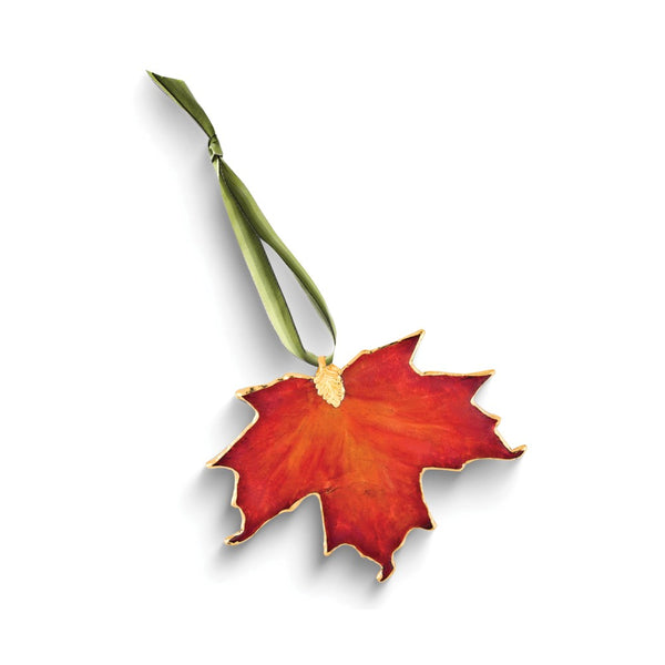 Lacquer Dipped 24k Trim Orange Sugar Maple Decorative Real Leaf