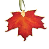 Lacquer Dipped 24k Trim Orange Sugar Maple Decorative Real Leaf