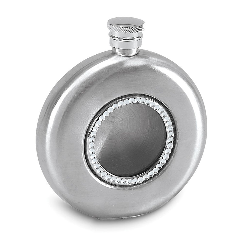 4.5 ounce Brushed Stainless Steel and Crystal Flask