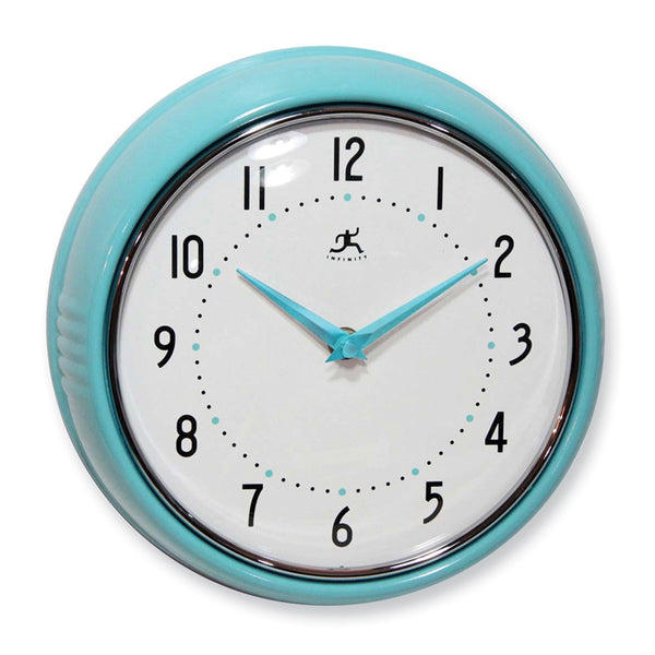 Retro Turquoise Blue Metal Quartz Wall Clock with Silent Movement