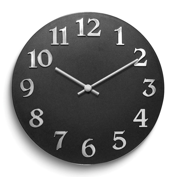 Vogue Black Resin with Silver-tone Numbers Quartz Wall Clock