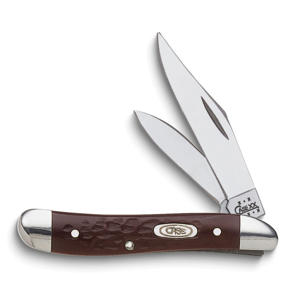 Case Synthetic Handle Brown Handle Peanut Pocket Knife with Tru-Sharp Stainless Steel Blades