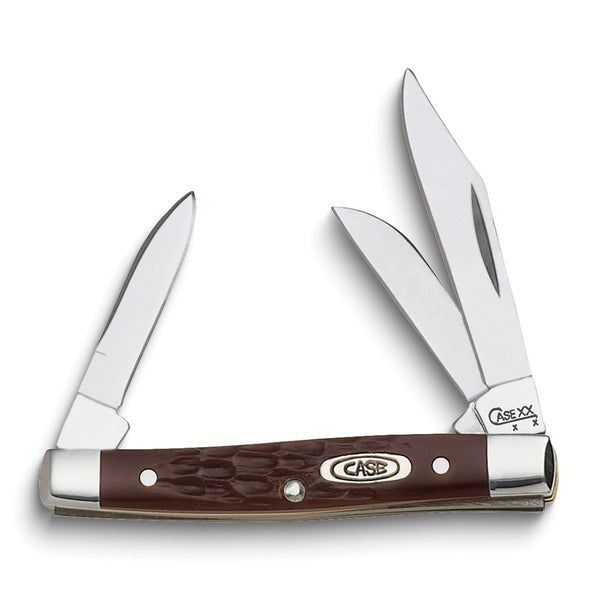Case Synthetic Handle Brown Handle Small Stockman Pocket Knife with Tru-Sharp Stainless Steel Blades