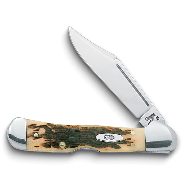 Case Amber Bone Handle Mini Copperlock Pocket Knife with Tru-Sharp Stainless Steel Blade