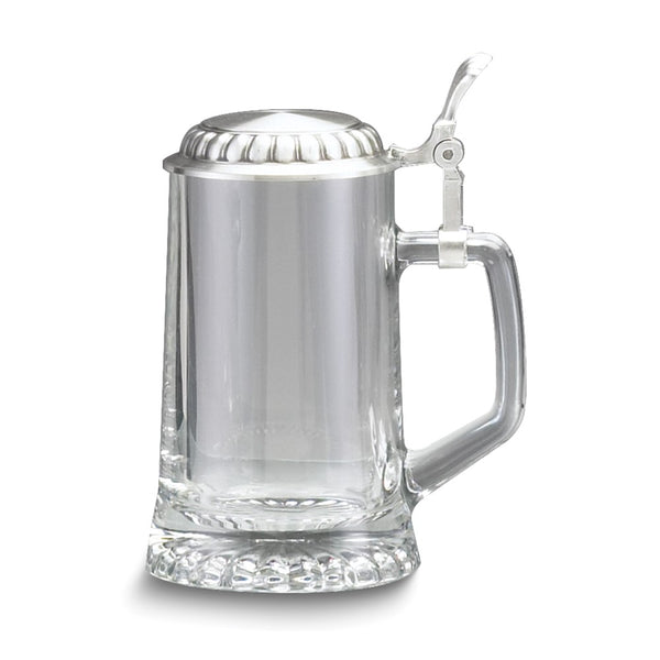 13.5 ounce Starbottom Glass Stein with Removable Flat Pewter Lid