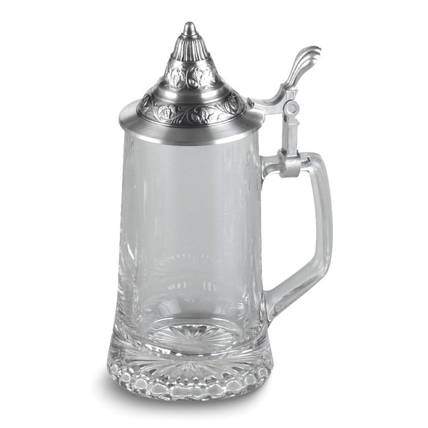 13.5 ounce Starbottom Glass Stein with Removable Conical Pewter Lid