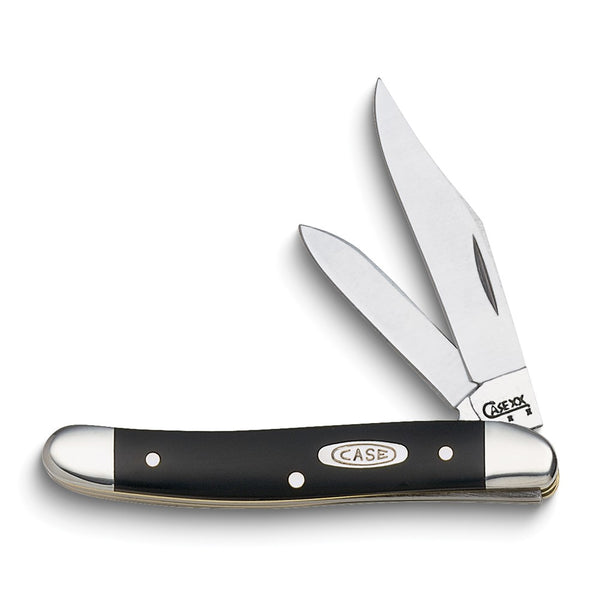 Case Synthetic Handle Black Handle Medium Jack Pocket Knife with Tru-Sharp Stainless Steel Blades