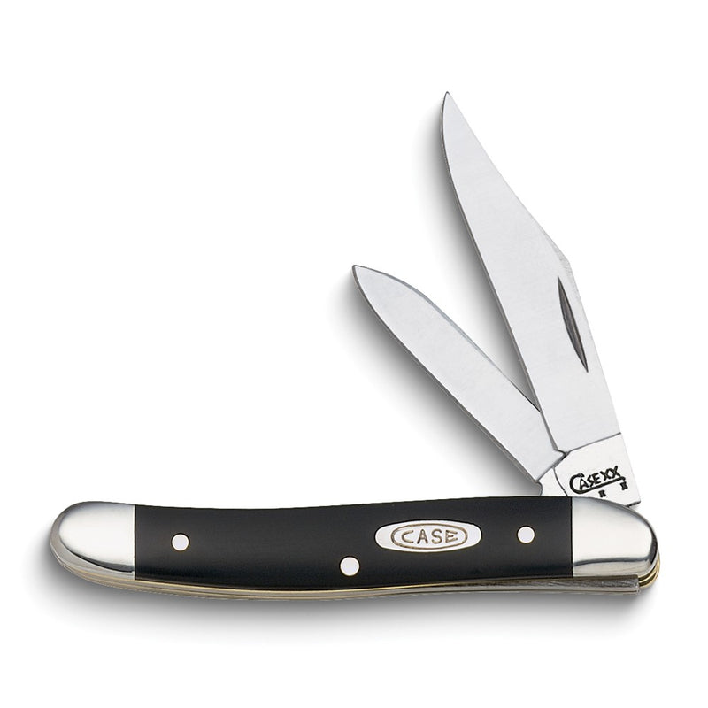 Case Synthetic Handle Black Handle Medium Jack Pocket Knife with Tru-Sharp Stainless Steel Blades