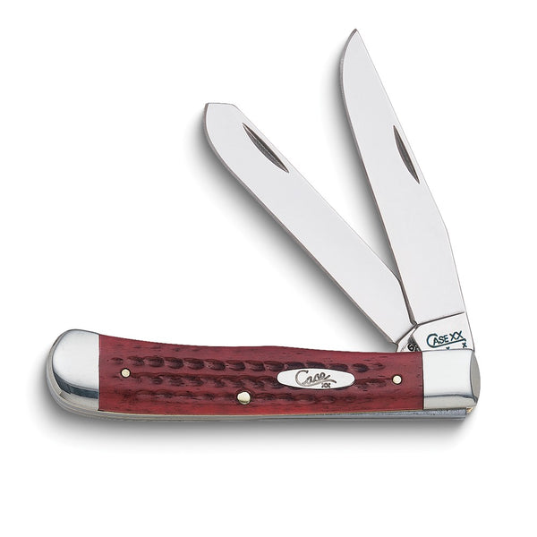 Case Pocket Worn Old Red Bone Handle Trapper Pocket Knife with Tru-Sharp Stainless Steel Blades