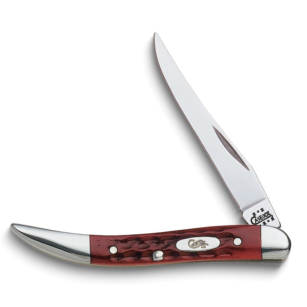 Case Pocket Worn Old Red Bone Handle Texas Toothpick Pocket Knife with Tru-Sharp Stainless Steel Blade