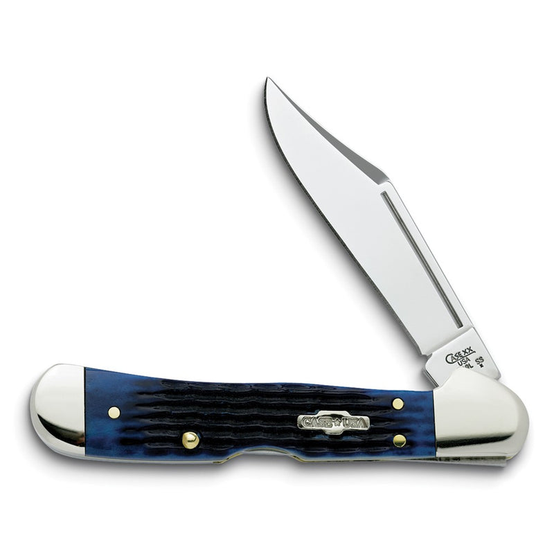 Case Blue Bone Handle Mini Copperlock Pocket Knife with Tru-Sharp Stainless Steel Blade