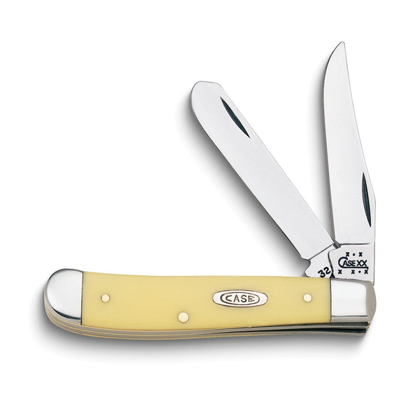 Case Yellow Synthetic Handle Handle Mini Trapper Pocket Knife with Tru-Sharp Stainless Steel Blades