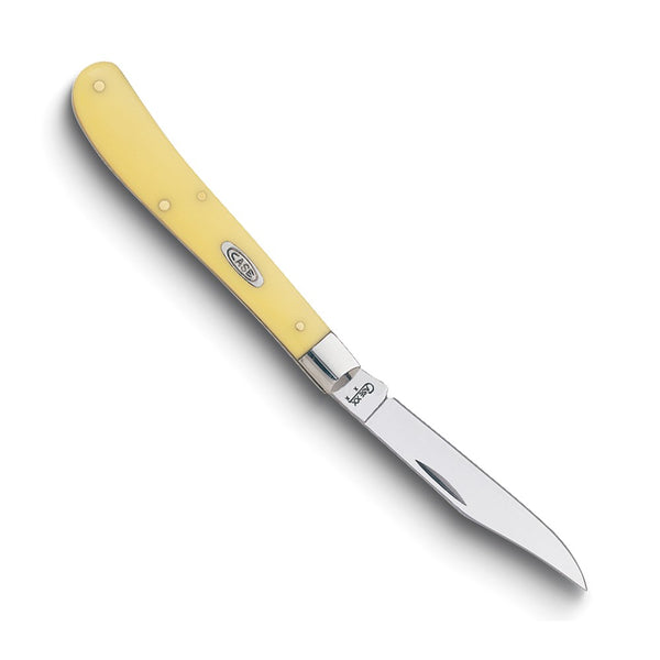 Case Yellow Synthetic Handle Handle Barehead Slimline Trapper Pocket Knife with Tru-Sharp Stainless Steel Blade