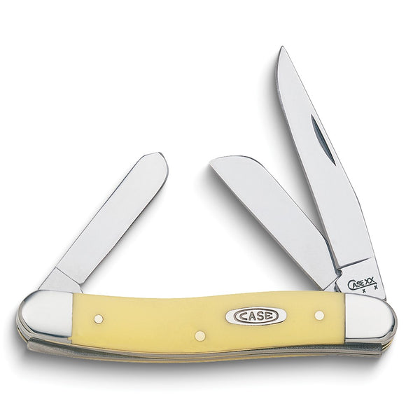 Case Yellow Synthetic Handle Delrin Handle Medium Stockman Pocket Knife with Tru-Sharp Stainless Steel Blades