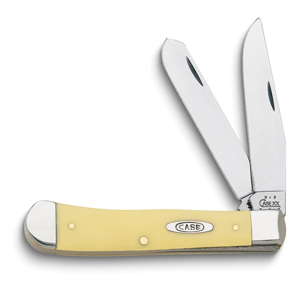 Case Yellow Synthetic Handle Handle Trapper Pocket Knife with Tru-Sharp Stainless Steel Blades