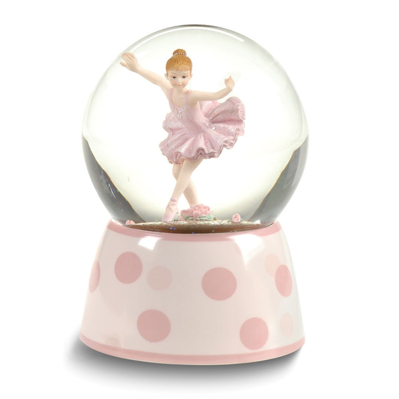 5.75 In 100mm Ballerina Musical (Plays Swan Lake) Glitterdome with Porcelain Base