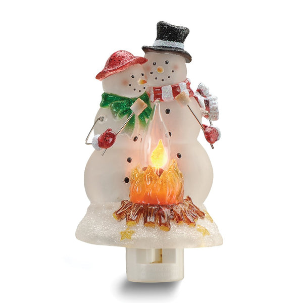 6.5In Snowmen Couple Flicker Night Light