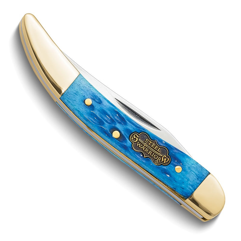 Steel Warrior Toothpick Cancun Blue Jigged Handle Pocket Knife with 440 Steel Blade