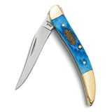 Steel Warrior Toothpick Cancun Blue Jigged Handle Pocket Knife with 440 Steel Blade