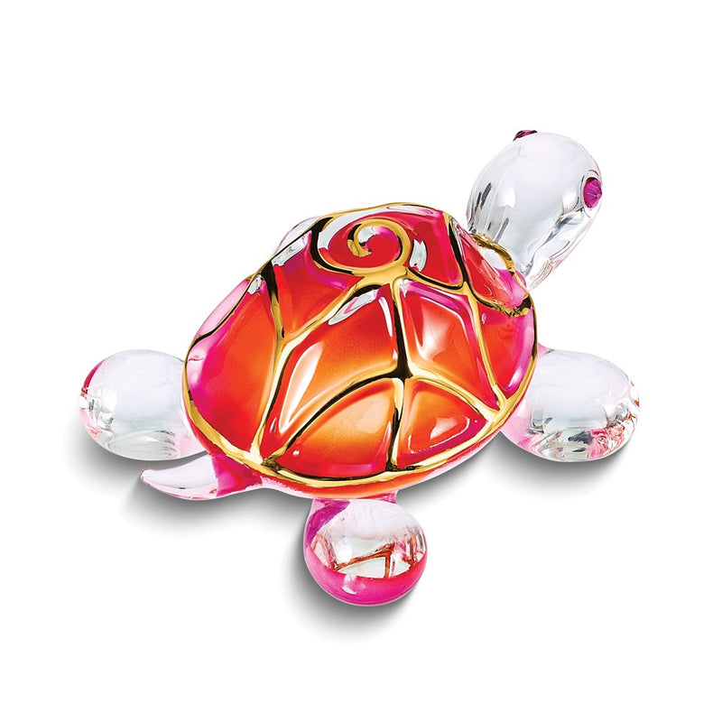 Sunrise Turtle Handcrafted Glass Figurine with 22k Gold Trim